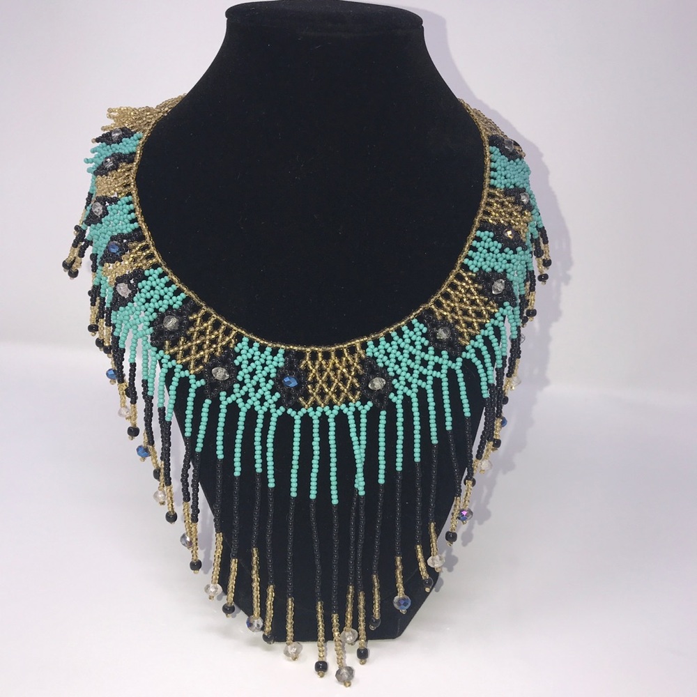 Stunning HANDMADE in Mexico beaded necklace